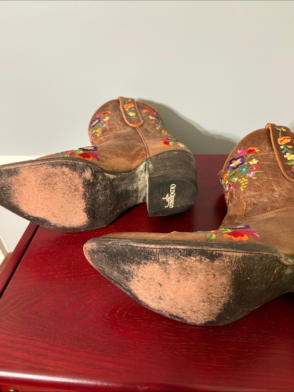 Old Gringo Brown Leather Ankle Boots with Colorful Floral Embroidery - Picture 5 of 11